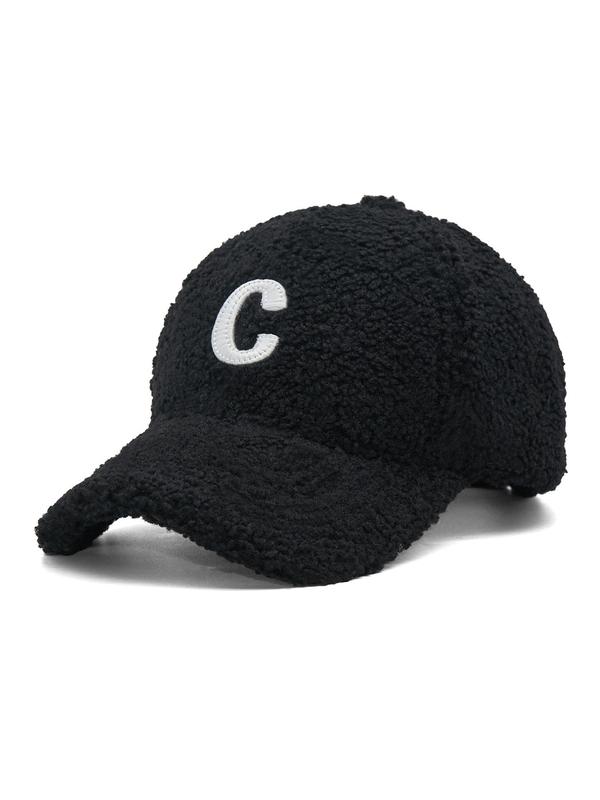 Letter Embroidery Baseball Cap, Casual Trendy Fuzzy Baseball Cap, Fashionable Hat for Fall & Winter for Women & Girls, Perfect Gift for Creative