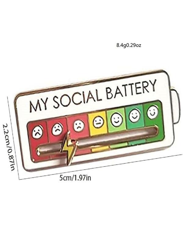 Social Battery Design Brooch, Cute Brooch Pin for Daily Clothing Decor, Funny Emotional Enamel Pin, Trendy All-match & Exquisite Brooch for Birthday Gift