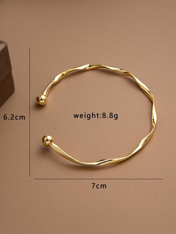 Women's Plain Casual Alloy Cuff Bangle, Elegant Casual All-match Jewelry for Girls Gift, Female Classic Fashion Accessories for Daily Wear