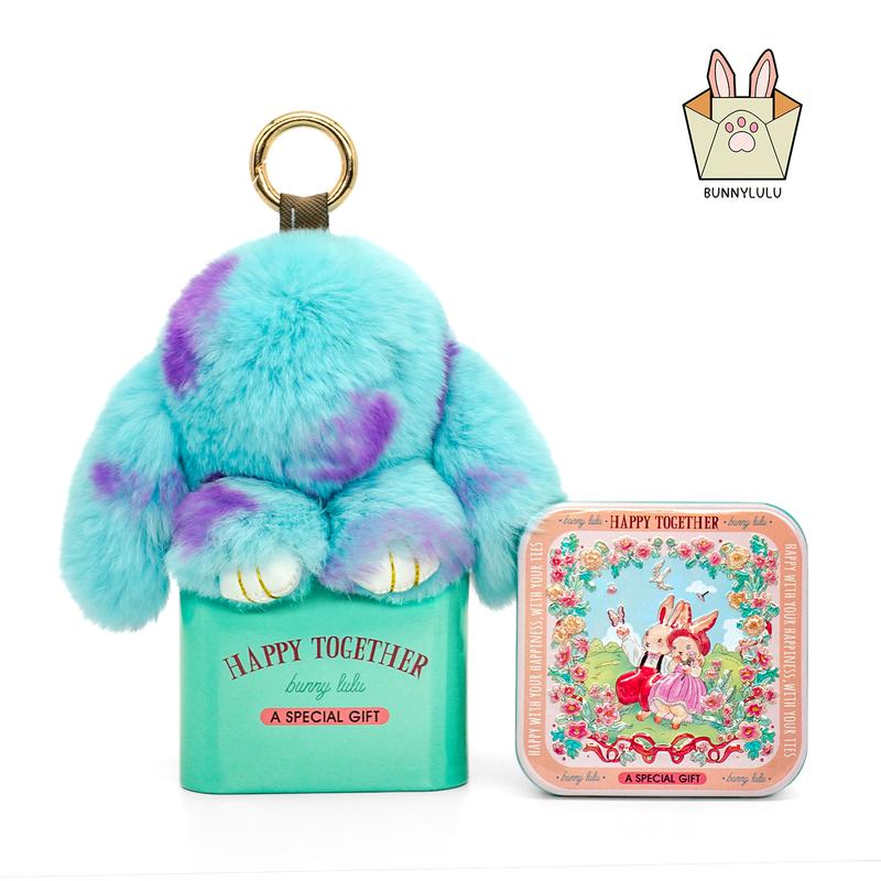 New mini Bunny Handmade Soft PomPom Keychain with Tin Box, Cute Plush Pendatn for Phone Bag Car, Fashion Accessories,  Holiday Gifts