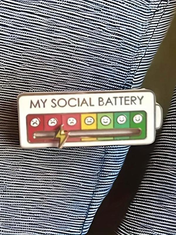 Social Battery Design Brooch, Cute Brooch Pin for Daily Clothing Decor, Funny Emotional Enamel Pin, Trendy All-match & Exquisite Brooch for Birthday Gift