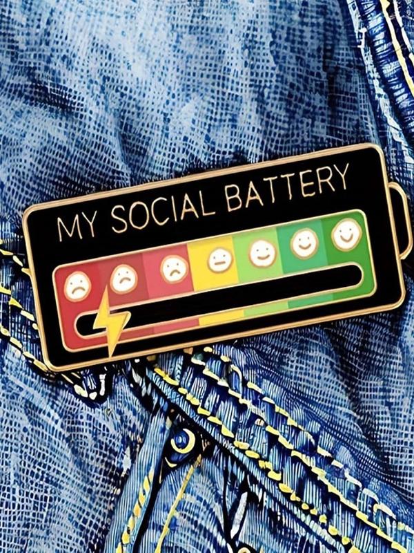 Social Battery Design Brooch, Cute Brooch Pin for Daily Clothing Decor, Funny Emotional Enamel Pin, Trendy All-match & Exquisite Brooch for Birthday Gift