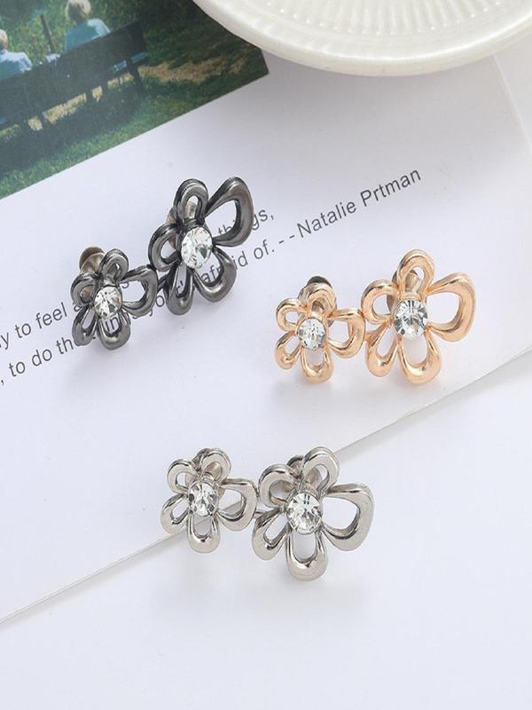 Rhinestone Decor Flower Design Waist Buckle, Fashionable Waist Adjustment Button for Women & Girls, Trendy Exquisite Clothes Accessories for Party Decor