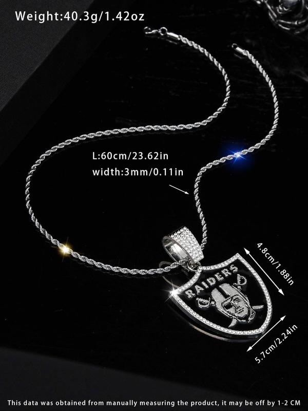 NFL Team Logo Pendant Necklace, Rhinestone Decor Stainless Steel Necklace for Men, Fashion Jewelry for Party, Daily Decor, Trendy All-match & Exquisite Jewelry for Birthday Gift