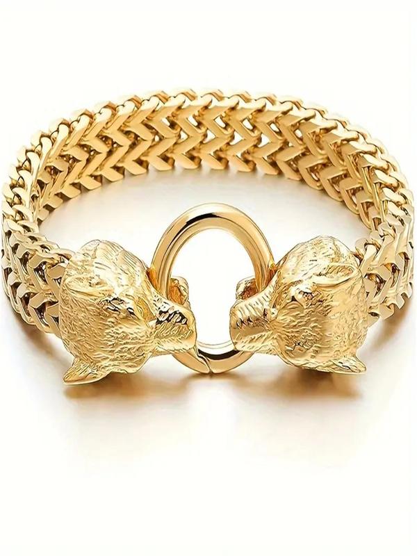 Vintage Wolf Head Chain Bracelet, Stainless Steel Jewelry for Party, Daily Clothing Decor, Trendy All-match & Exquisite Jewelry for Birthday Gift