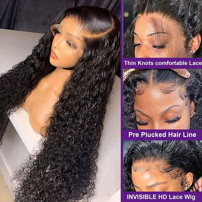 Lemoda 13x4 12A 210% Density 13x6 SKINLIKE Real HD Lace Water Wave Full Lace Frontal Wigs Deep Wave Virgin Human Hair Invisible 0.1mm Ultra-thin Frayed Ends Wet and Wavy Lace Front Wig Tiny Knots