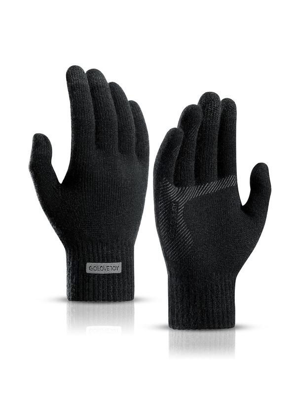 Men's Solid Color Touchscreen Gloves, Casual Warm Gloves for Fall & Winter, Fashion Accessories for Men & Women