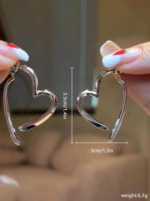 Fashionable Heart Shaped Dangle Earrings, 2024 New Style Fashion Jewelry for Party, Daily Clothing Decor, Trendy All-match & Exquisite Jewelry for Birthday Gift