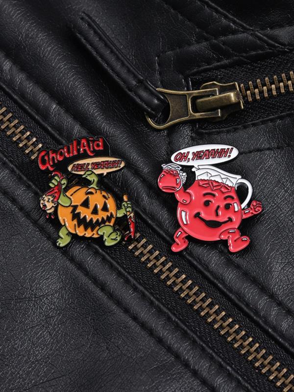 Cartoon Pumpkin & Wine Glass Design Brooches, Cute Enamel Pin Suitable for Backpacks, Jeans, Scarves, Hats Decoration, Fashion Accessories for Women & Men