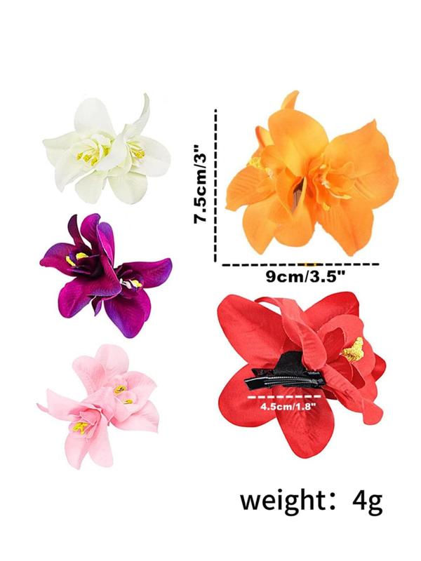 Flower Design Hair Clip (5counts), Fashionable Hair Accessories for Women & Girls, Cute Lovely Hairwear for Daily Used