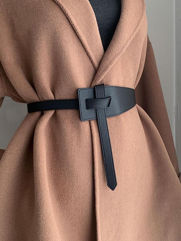 Women's Plain Color Fashion PU Leather Belt, Casual Waistband for Dresses Coat, Trendy All-match Clothing Accessory