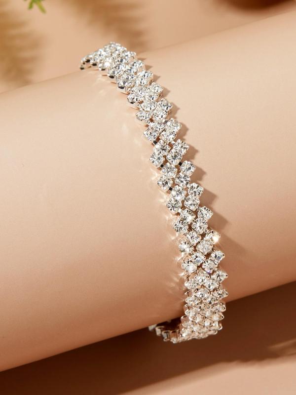 Sparkly Shiny Rhinestone Decorated Anklet As Gift, Summer 2024 Trendy Fashionable Adjustable Chain Anklet, Link Chains Anklet Jewelry, for Fall