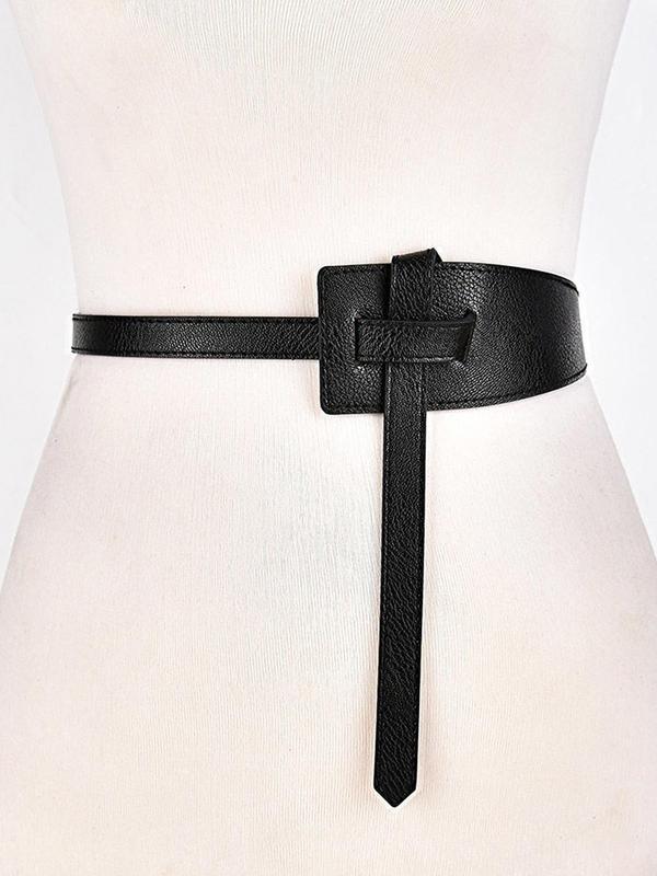 Women's Plain Color Fashion PU Leather Belt, Casual Waistband for Dresses Coat, Trendy All-match Clothing Accessory