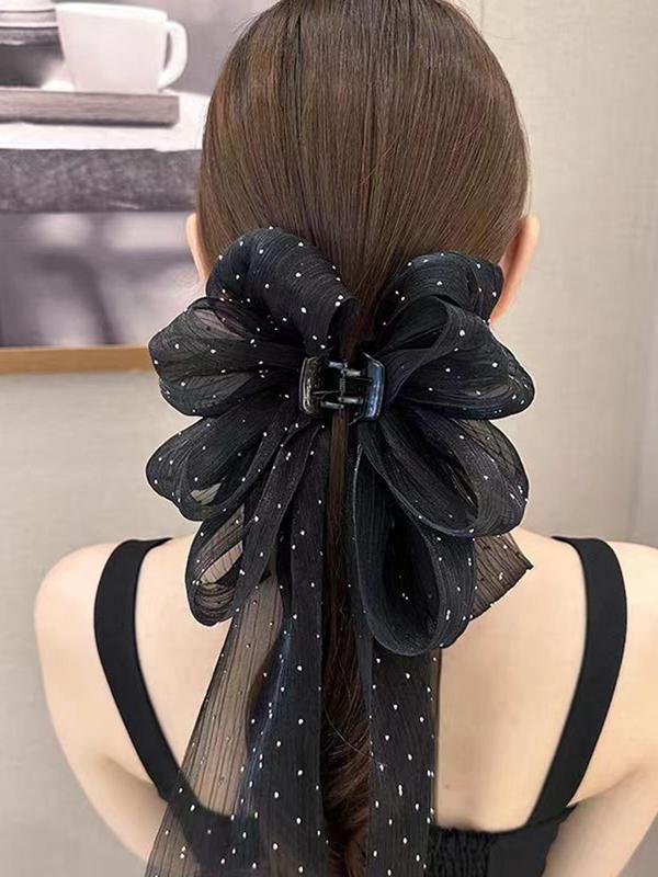 Elegant Glittering Bow Decor Hair Claws (2pcs), Cute Hair Claws, Fashionable Hair Accessories for Women & Girls, Hair Claws Suitable for Daily and Party Use