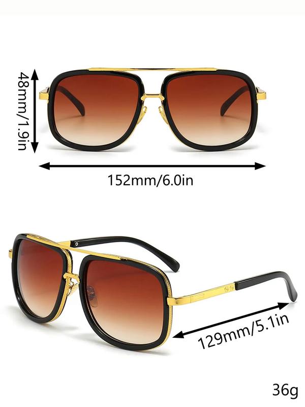 Street Style Summer Sunglasses, Men's 2024 Summer New Glasses, Trendy Square Frame Sunglasses for Everyday Use, Accessories for Outdoor Back To School