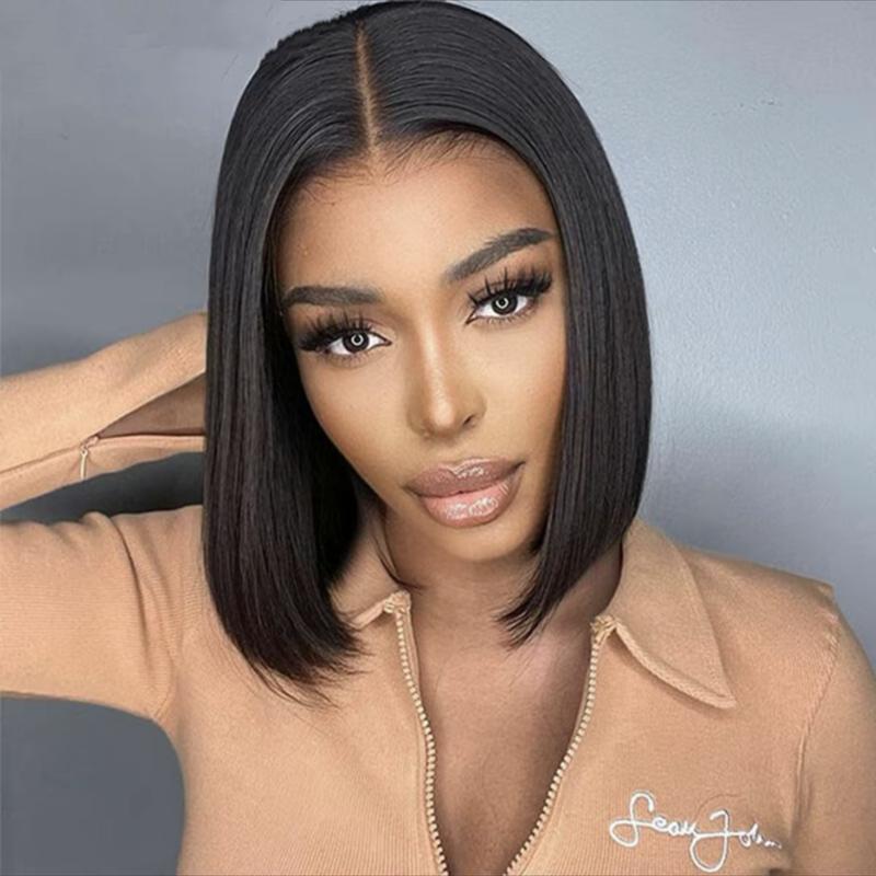 Megalook Beginners Glueless Wig 6x6x2 Pre Cut Lace Bob Wigs Affordable Human Hair Wigs Pre Plucked 12A Short Bob Wig Bleached Tiny Knots