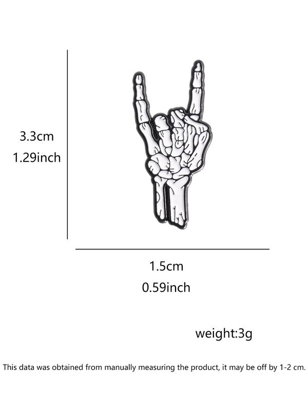 Punk Style Skull Hand Gesture Design Brooch, Fashion Alloy Badge for Daily Clothing Decor, Trendy All-match & Exquisite Brooch for Birthday Gift