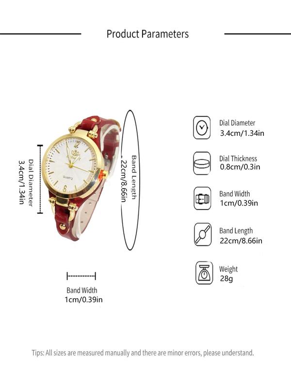 Women's Fashion Round Dial Quartz Watch, Casual Trendy Analog Watch, Fashionable Wristwatch for Women & Girls As Gift without Box