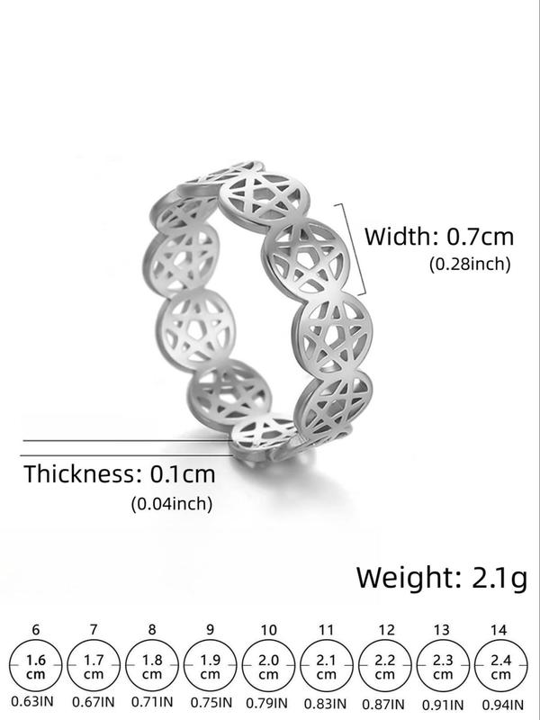 Unisex Elegant Hollow out Star Decorated Ring, Casual Trendy Stainless Steel Ring for Women & Men, Fashion Jewelry for Daily & Party Decoration