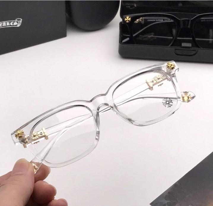 Chrome heart glasses white frame gold logo