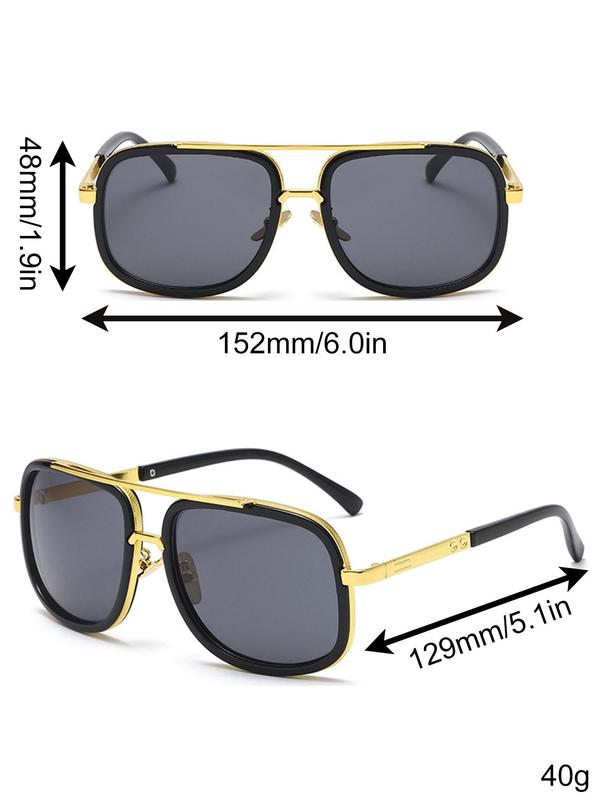 Street Style Summer Sunglasses, Men's 2024 Summer New Glasses, Trendy Square Frame Sunglasses for Everyday Use, Accessories for Outdoor Back To School