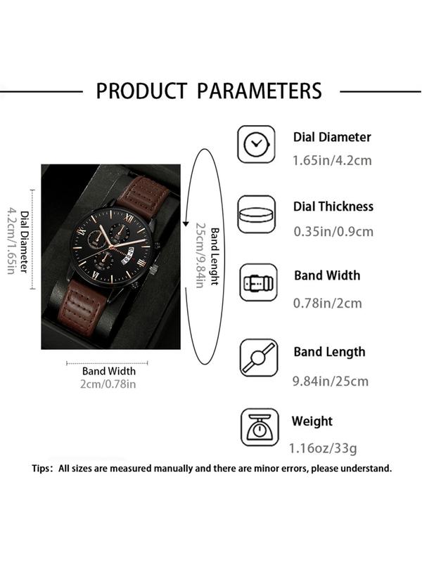 Men's Business Round Quartz Watch, with Timer Feature, and Infinity Symbol Bracelet Set, Fashion Watch Set for Party, Daily Decor, Trendy All-match & Exquisite Watch Set for Gift