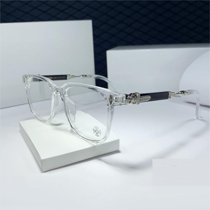 Chrome Hearts Fashion Eyeglass Frames for Men and Women, Oval Full Rim in European Style with Natural Material Lens - PC Frame, UV Protection - Unisex