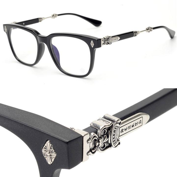 Chrome Hearts Fashion Eyeglass Frames for Men and Women, Oval Full Rim in European Style with Natural Material Lens - PC Frame, UV Protection - Unisex