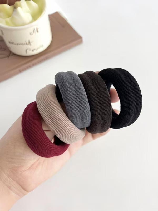 Solid Color Hair Tie Set, Casual Simple Hair Accessories for Women & Girls, Minimalist Headwear Suitable for Thick Hair