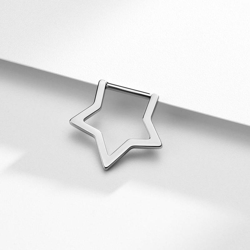 Oufer 16G Titanium Star Clicker Septum Ring