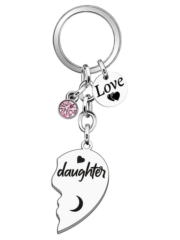 Mother & Daughter Design Keychain, Fashionable Heart Shaped Letter Engraved Keychain for Mother's Day Birthday, Trendy All-match Keychain for Gift