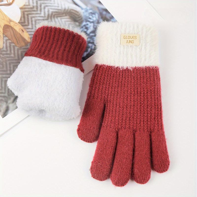 New Knitted Gloves Winter Women's Thick Warm Gloves Solid Color Touch Screen Gloves