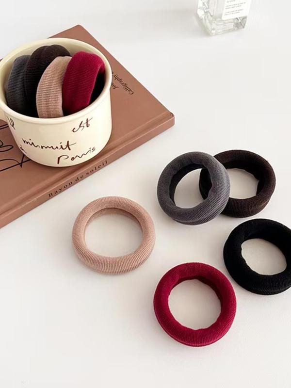 Solid Color Hair Tie Set, Casual Simple Hair Accessories for Women & Girls, Minimalist Headwear Suitable for Thick Hair