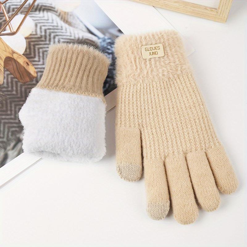 New Knitted Gloves Winter Women's Thick Warm Gloves Solid Color Touch Screen Gloves