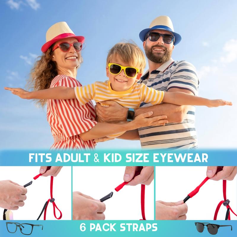 Anchor Glasses Straps - 6 Pack Adjustable Sunglasses Straps Fits Kids and Adults Sunglasses Anti Slip Eyewear Holders