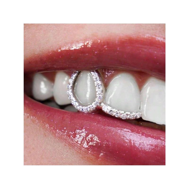 Fashion  1PC New Style Hip Hop Teeth Grillz With Star Cubic Zirconia Caps Micro Pave Top & Bottom Charm Grills For Men Women Jewelry