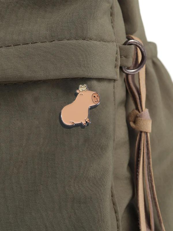 Cute Cartoon Capybara & Frog Pattern Design Brooch, Novelty Trendy Clothes Brooch, Chic All-match Clothes Accessories for Daily & Party Decor