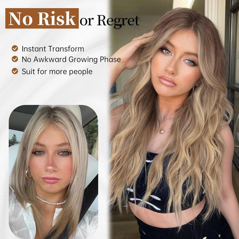 Nnzes Ombre Dirty Blonde Wig for Women Long Wavy Lace Hairline Wig 26 Inch Middle Part Synthetic Wig for Daily Party