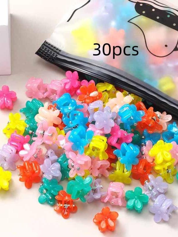 Summer Cute Mixed Color Flower Design Hair Claw, Casual Versatile Hair Accessories for Women & Girls, Mini Hair Claw Suitable for Daily & Back To School Hairstyle Idea As Gift Fall