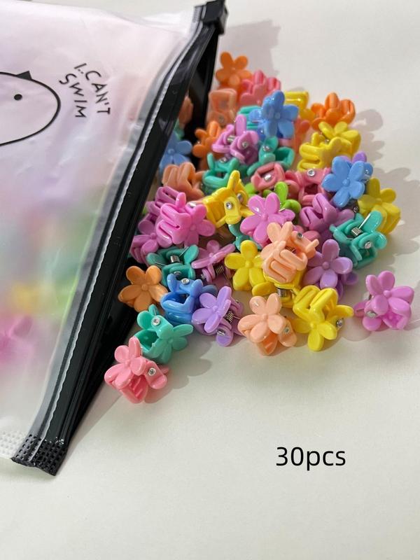 Summer Cute Mixed Color Flower Design Hair Claw, Casual Versatile Hair Accessories for Women & Girls, Mini Hair Claw Suitable for Daily & Back To School Hairstyle Idea As Gift Fall