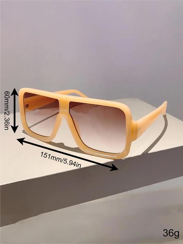 Unisex Simple Style Plain Color Sunglasses, Trendy Casual Large Square Frame Sunglasses for Everyday Use, Fashion Accessories for Outdoor Activities