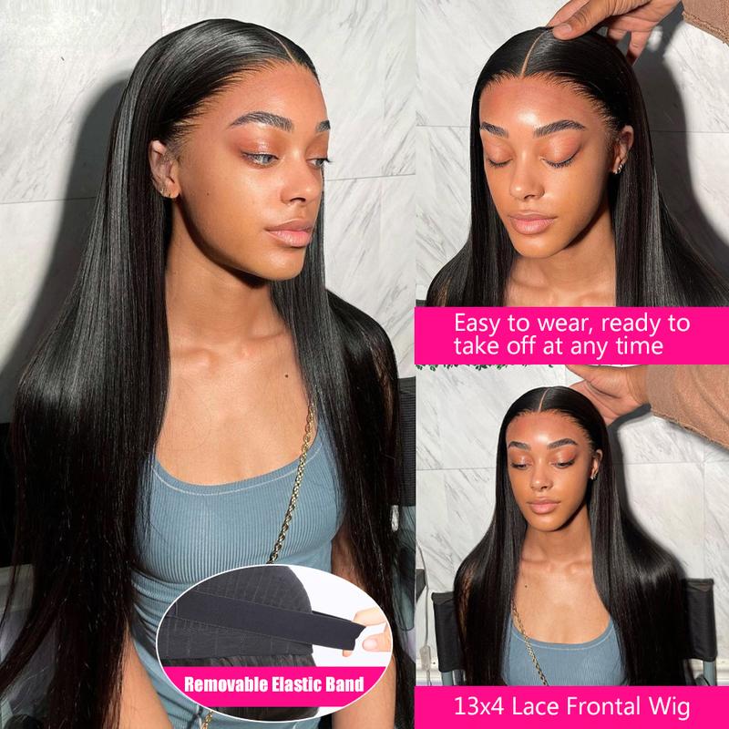 Bling Hair Straight Lace Front Hair Wigs 13x4 13x6 Lace Frontal Human Hair Wig for Women Brazilian Natural Black Hair 180% Density Pre-Plucked Hair Wig On Promotion