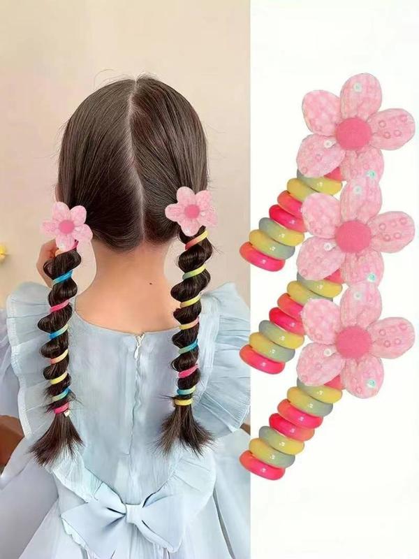 Women's Cute Flower Design Hair Ties, 4 Counts set Colorful High Elasticity Hair Ties, Trendy All-match  Hair Accessories for Women & Girls for Cute Hairstyles