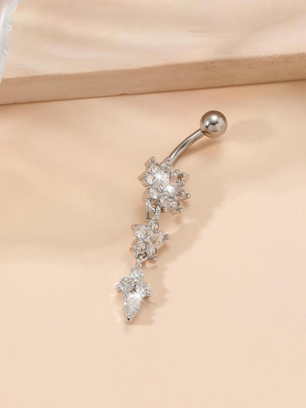 Women's Elegant Rhinestone Decorated Belly Ring,  Flower Shaped Belly Piercing, Fashion Jewelry for Party, Daily Clothing Decor, Trendy All-match & Exquisite Jewelry for Birthday Gift