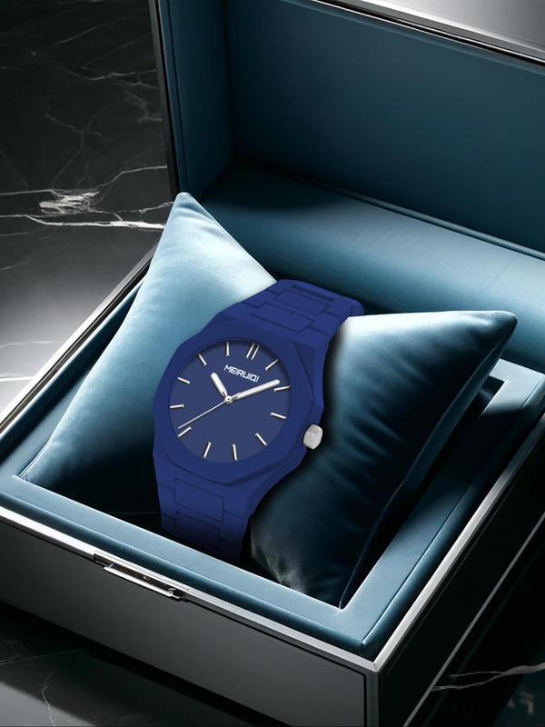 Men's Business Fashion Round Dial Quartz Watch, Simple Style Wristwatch, Trendy Matching Watch As Gift for Men with Box