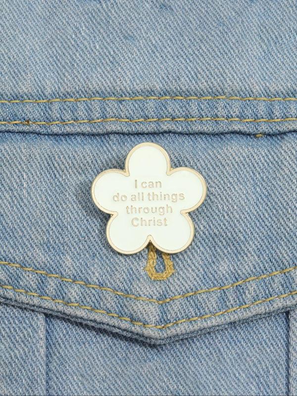 Letter Embossed Flower Design Brooch, Fashion Alloy Accessories for Women & Men, Enamel Pin Suitable for Backpacks, Jeans, Scarves, Hats Decoration Fixed Buckle