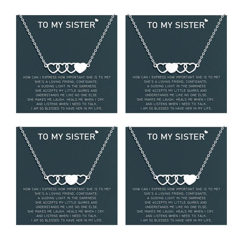 Sisters Necklace Best Friend Friendship Heart Matching Necklaces for 2 3 4 Women