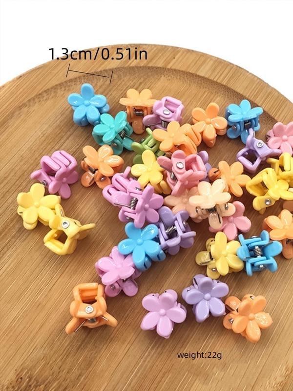 Summer Cute Mixed Color Flower Design Hair Claw, Casual Versatile Hair Accessories for Women & Girls, Mini Hair Claw Suitable for Daily & Back To School Hairstyle Idea As Gift Fall