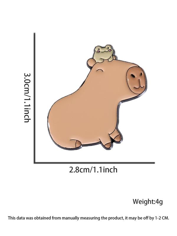 Cute Cartoon Capybara & Frog Pattern Design Brooch, Novelty Trendy Clothes Brooch, Chic All-match Clothes Accessories for Daily & Party Decor