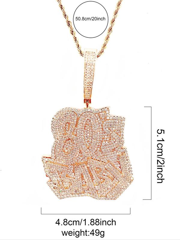 Hip Hop Rhinestone Letter Design Pendant, 2024 New Style Fashion Jewelry for Party, Daily Clothing Decor, Trendy All-match & Exquisite Jewelry for Birthday Gift